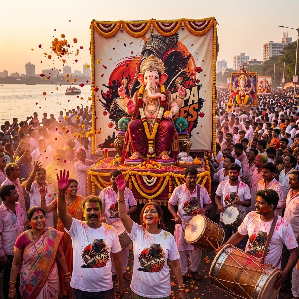 Ganpati Bappa Vibes Only Unisex T-Shirt | Lord Ganesha Graphic Tee | Ganesh Chaturthi T-Shirt